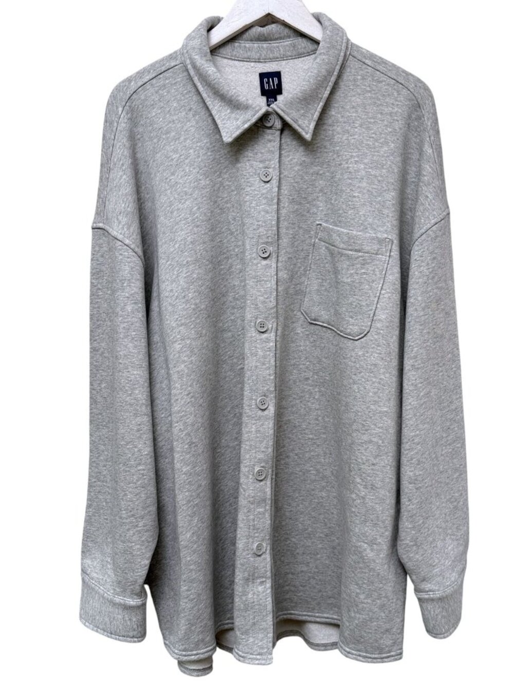 GAP Button Front Sweatshirt XXL Shirt Jacket Gray Oversized Casual Womens Top